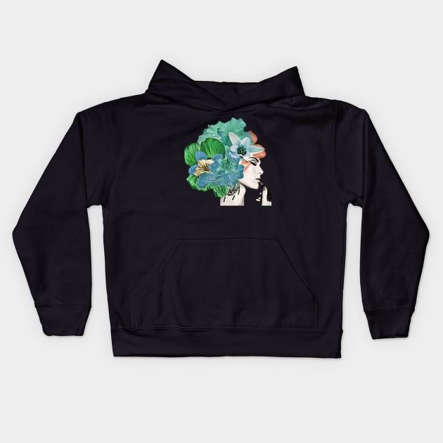 Green Flower Woman Kids Hoodie by snexus